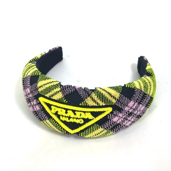 PRADA Yellow Nylon Triangle Plate Hair Headband - Picture 1 of 8